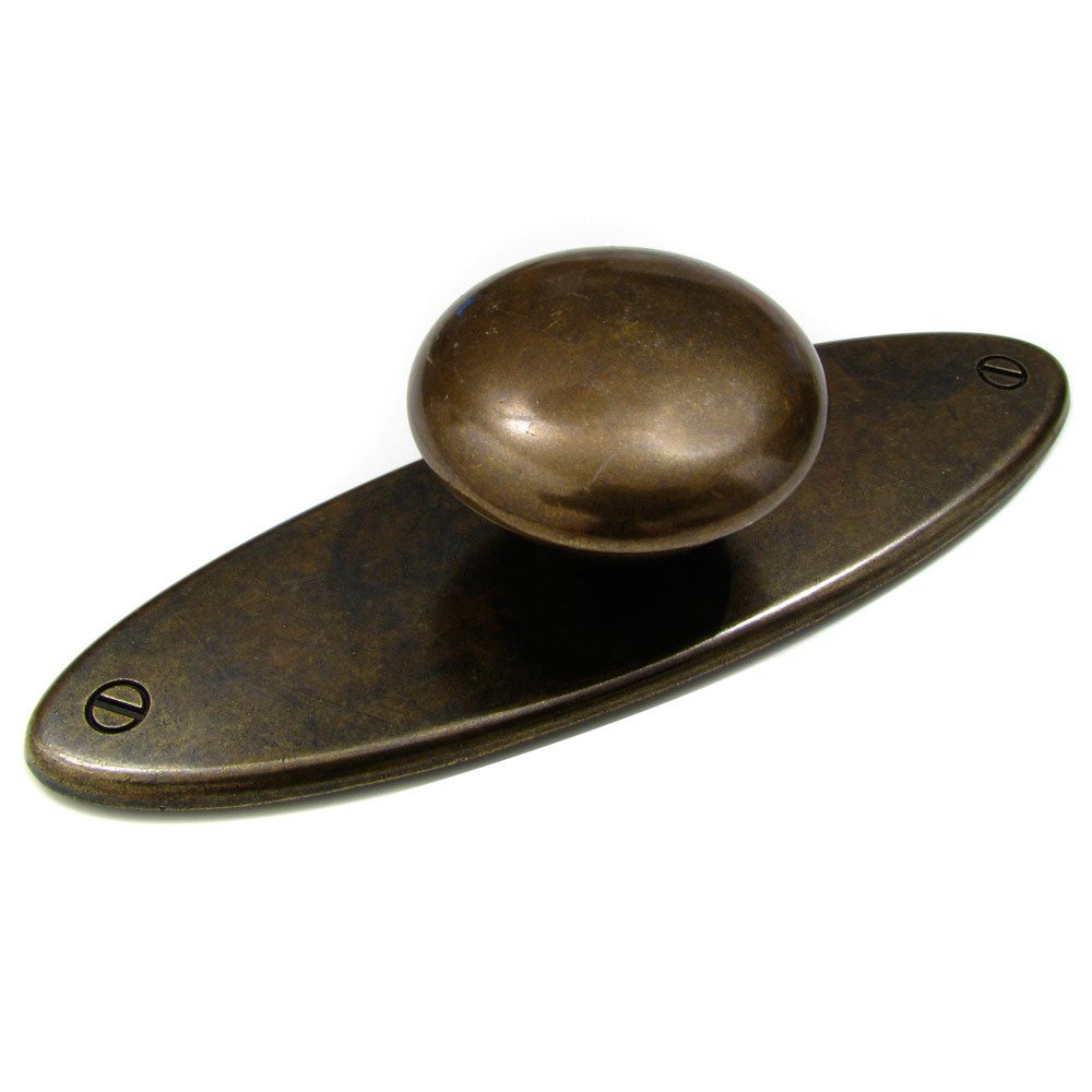 Solid Brass 3 3/4" Long Backplate with Knob in Burnished Brass