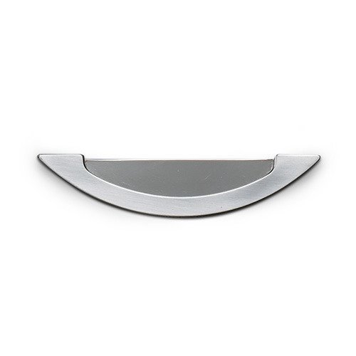 4 1/4" Centers Crescent Shaped Recessed Pull in Brushed Nickel