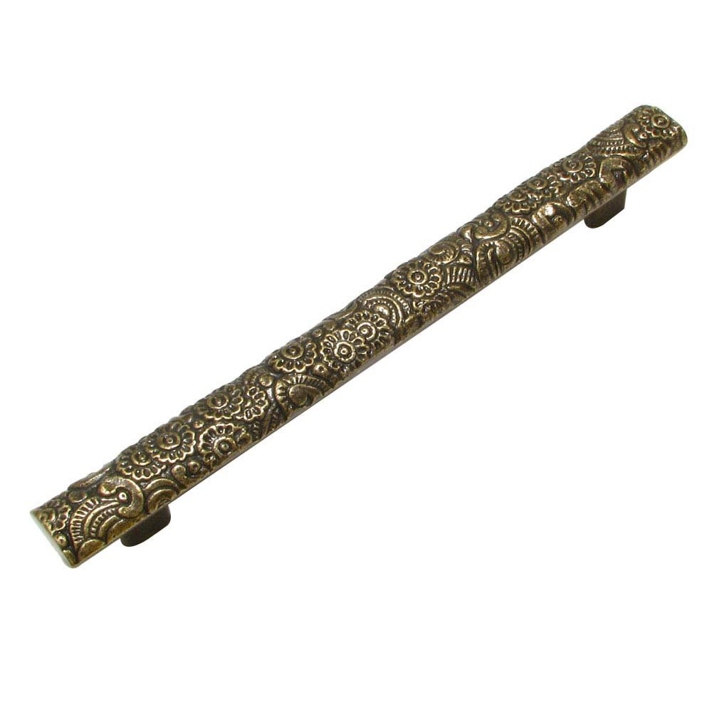 Cast Iron 8" Centers Floral Embossed Oversized Bar Pull in English Bronze