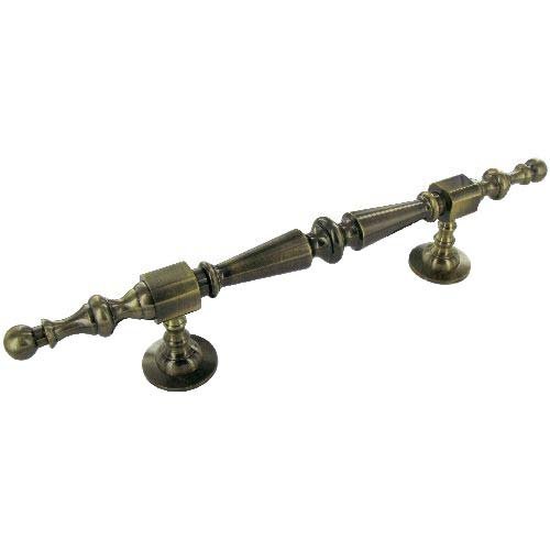 Solid Brass 8 3/8" Centers Ornate Appliance Pull in Burnished Brass