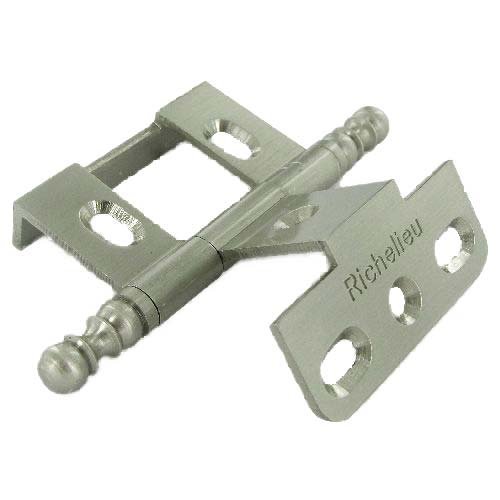 Solid Brass 3 1/2" Long Full Wrap Hinge with Ball Tip Finials in Brushed Nickel