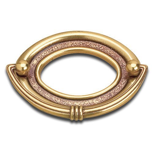 Solid Brass 2 1/2" Centers Bail Pull with Oval Ring Backplate in Empire Brass