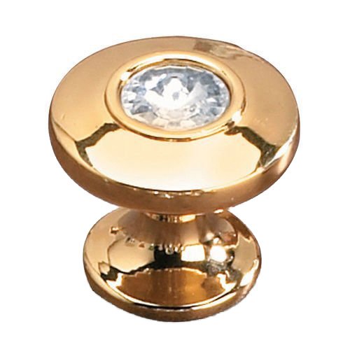 1 1/8" Diameter Knob in Brass with Glass Insert