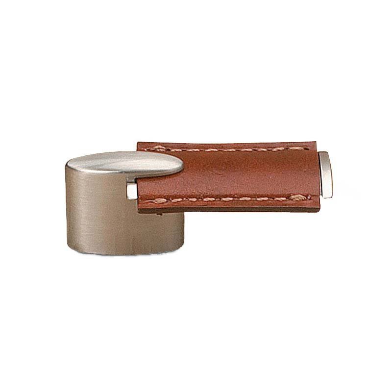 5/8" Centers Leather Pendant Pull in Brushed Nickel and Brown