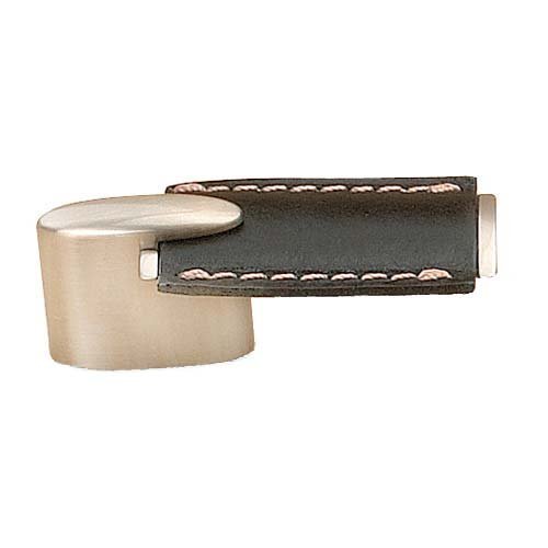5/8" Centers Leather Pendant Pull in Brushed Nickel and Black