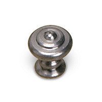3/4" Diameter Flattened Knob with Concentric Circles in Pewter