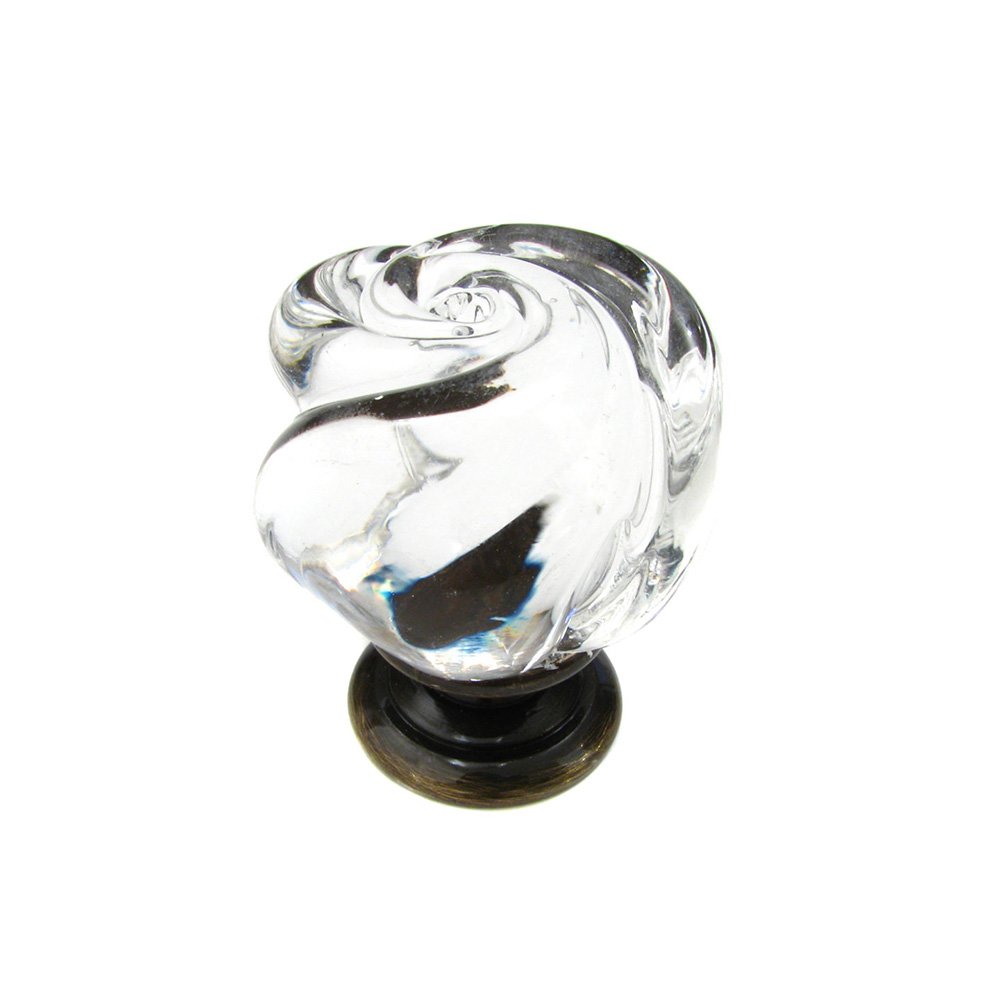 1 3/16" Diameter Rose Knob in Antique English and Clear Murano Glass