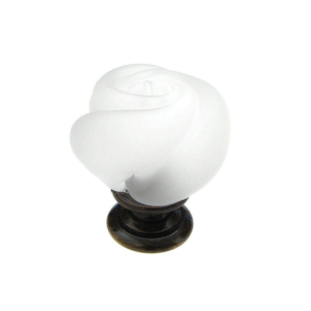 1 3/16" Diameter Rose Knob in Antique English and Frosted Clear Murano Glass