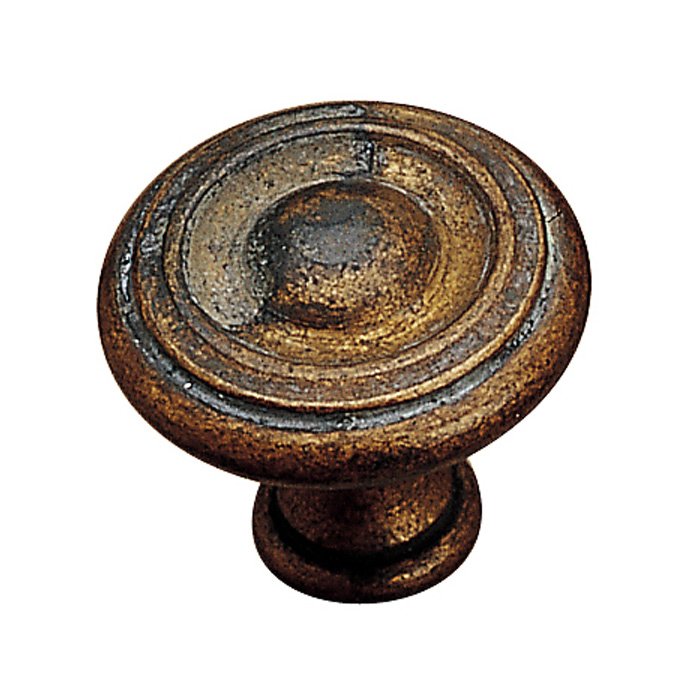 Solid Brass 1 1/8" Diameter Ring Embossed Antiquated Knob in Bronze