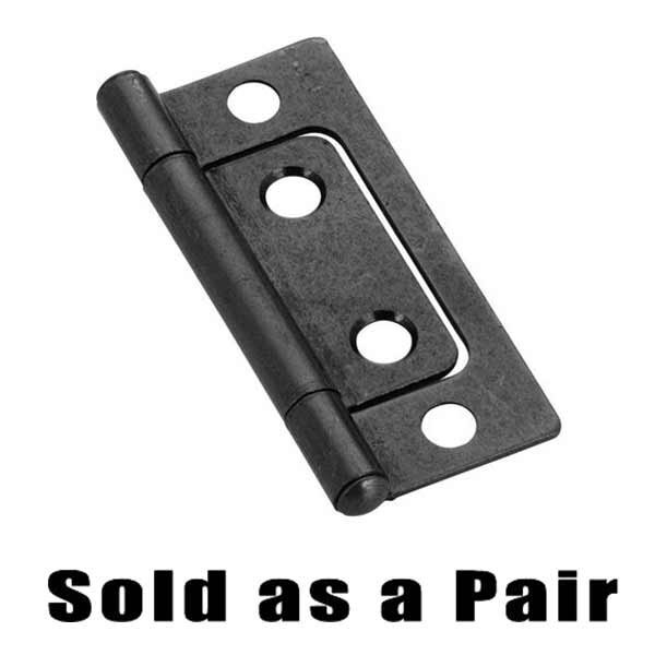 2" Long Non-Mortise Hinge (Pair) with Button Tip in Matte Black