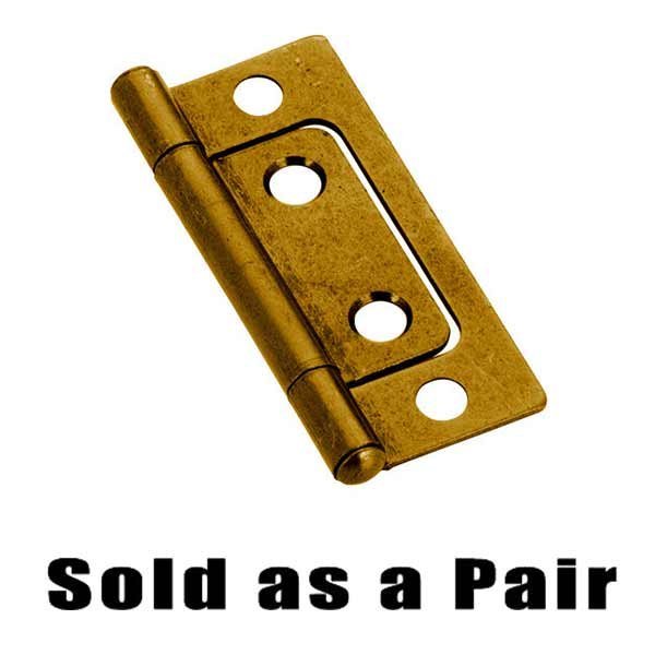2" Long Non-Mortise Hinge (Pair) with Button Tip in Antique English