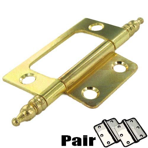 3" Long Non-Mortise Hinge (Pair) with Minaret Finial in Brass