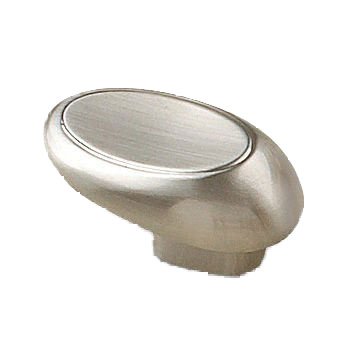 1 25/32" Long Off Center Oval Knob in Brushed Nickel