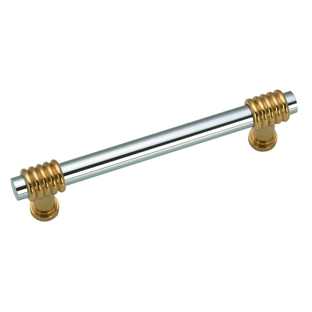 3 3/4" Centers Stripe Bands Bar Pull in Brass and Chrome