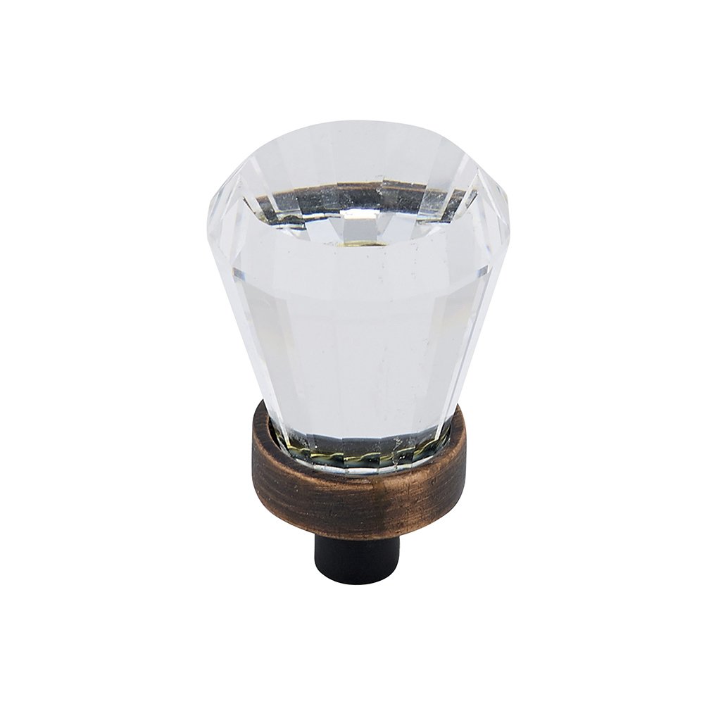 3/4" Diameter Brilliant Cut Knob in Brushed Oil Rubbed Bronze and Clear Crystal