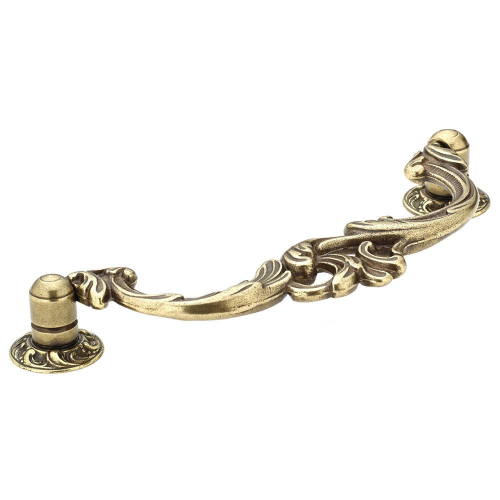 Solid Brass 4 1/4" Centers Intertwined Fronds Inspired Bail Pull in Burnished Brass