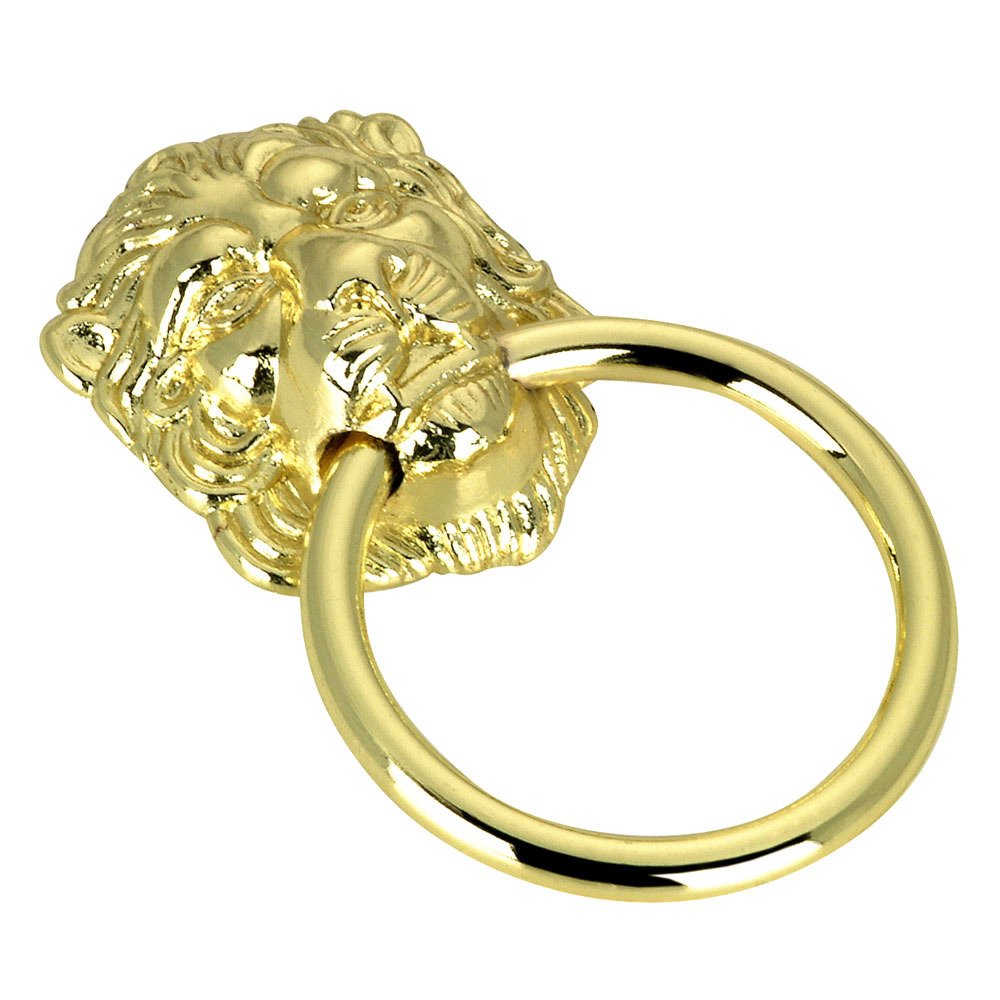 1 1/2" Diameter Lion Face Ring Pull in Brass