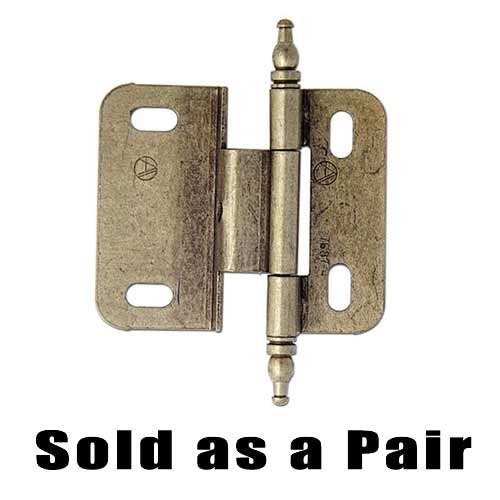 2 3/4" Long Full Wrap Hinge (Pair) with Minaret Finials in Burnished Brass