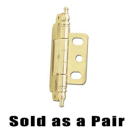 2 3/4" Long Partial Wrap Hinge (Pair) with Minaret Finials in Brass