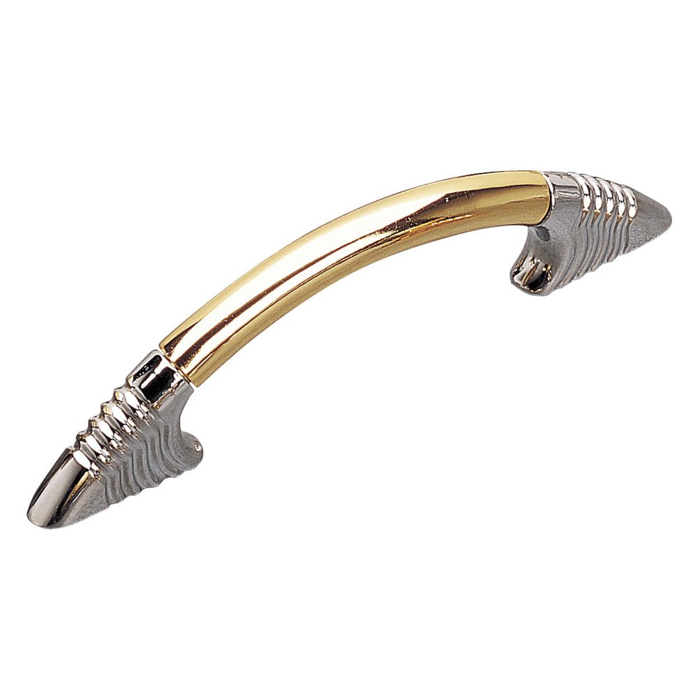 3 3/4" Centers Stripe Bands Bow Pull in Chrome and Brass