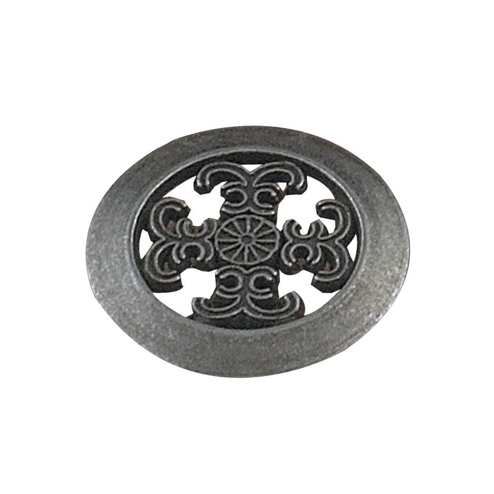 1 1/2" Diameter Filigree Cross Knob in Antique Iron