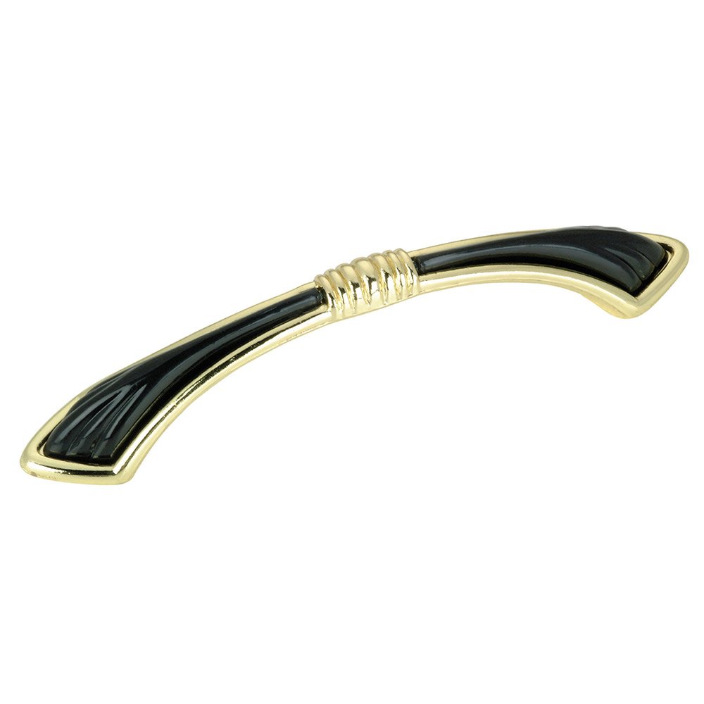 3 3/4" Centers Napkin and Ring Inspired Bow Pull in Brass and Black