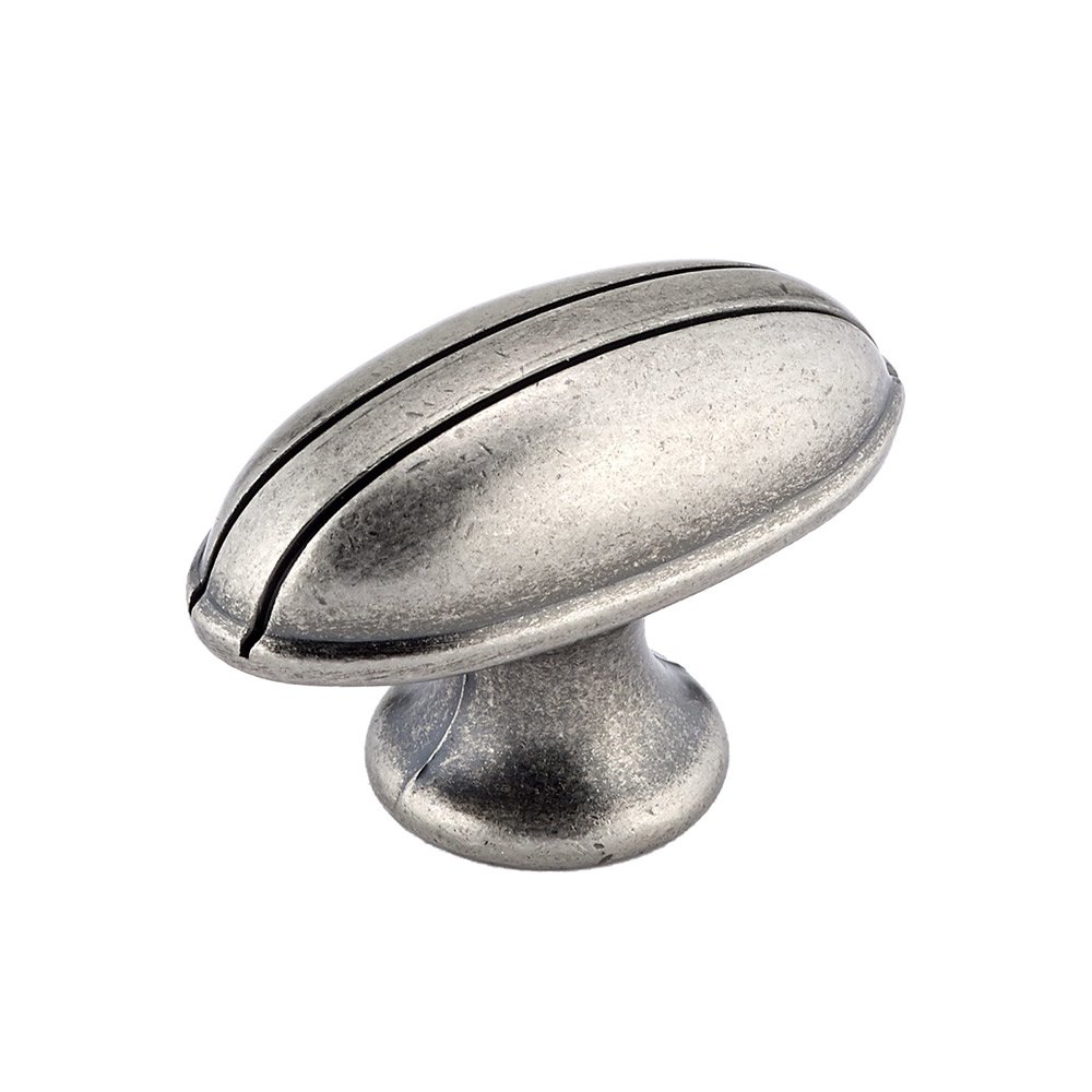 1 15/16" Long Oblong Knob with Twin Stripes in Faux Iron