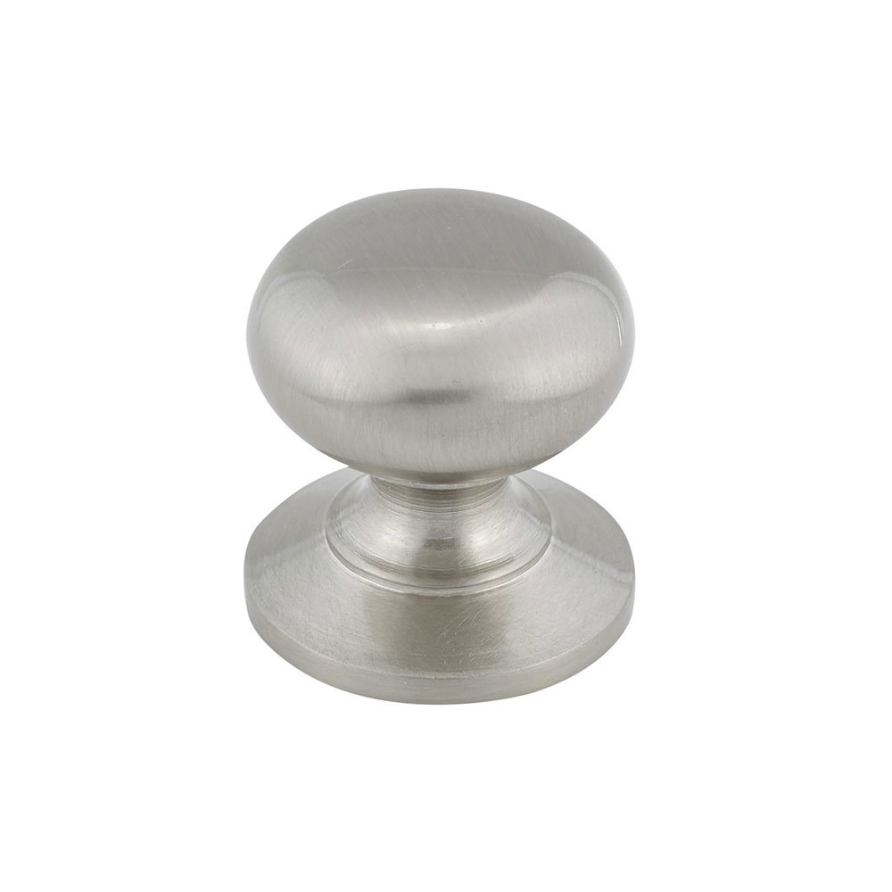 Solid Brass 1 1/4" Diameter Round Knob with Large Base in Brushed Nickel