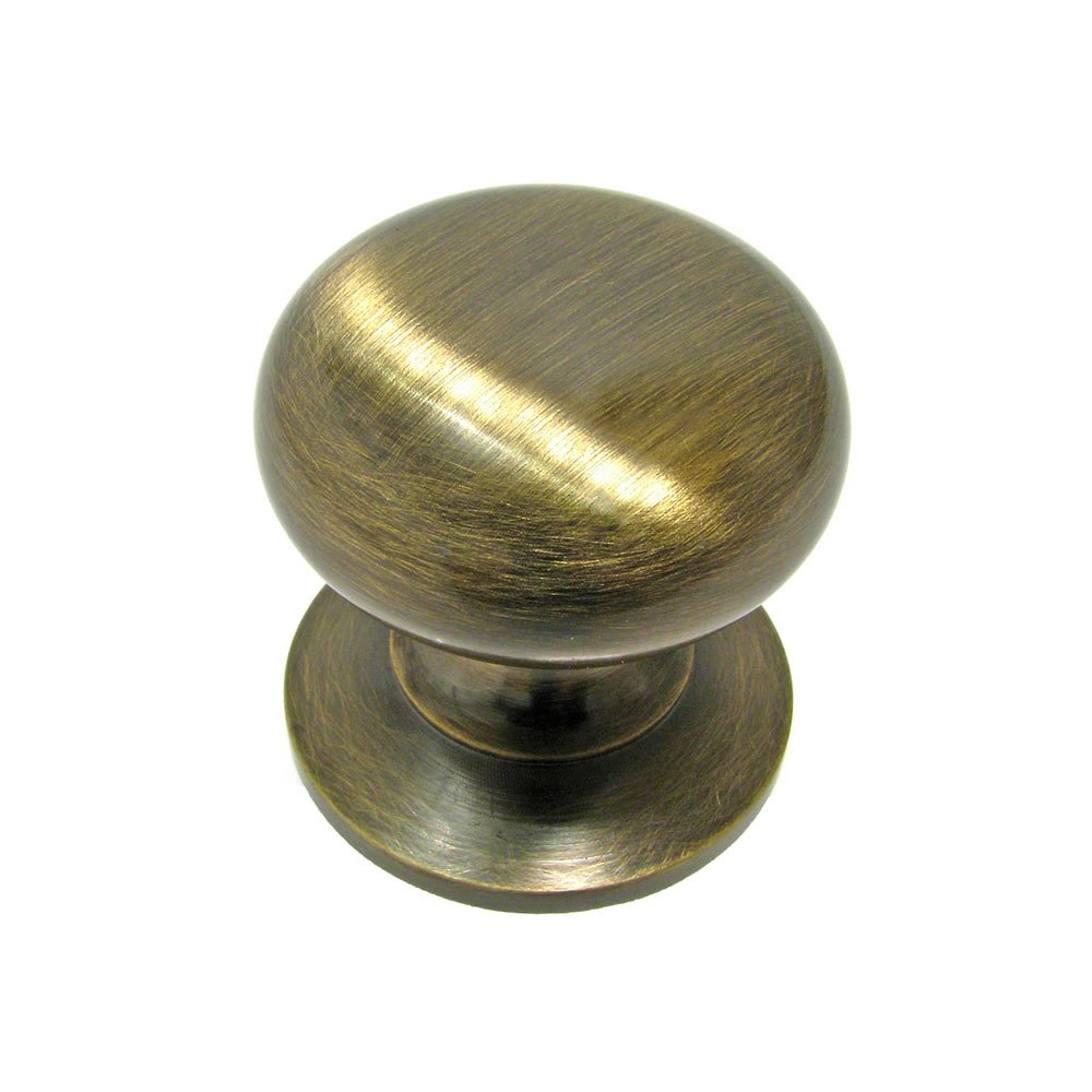 Solid Brass 1 1/4" Diameter Round Knob with Large Base in Antique English