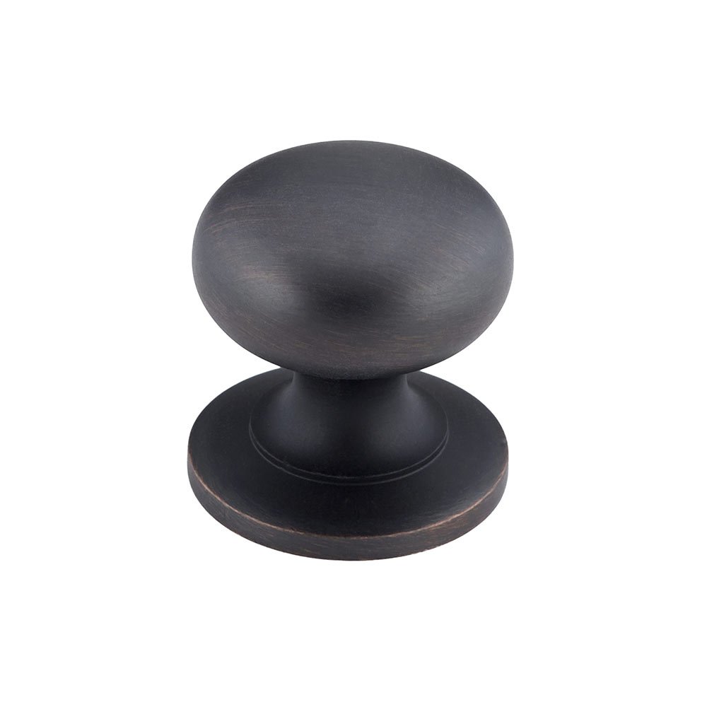 Solid Brass 1 1/4" Diameter Round Knob with Large Base in Brushed Oil Rubbed Bronze