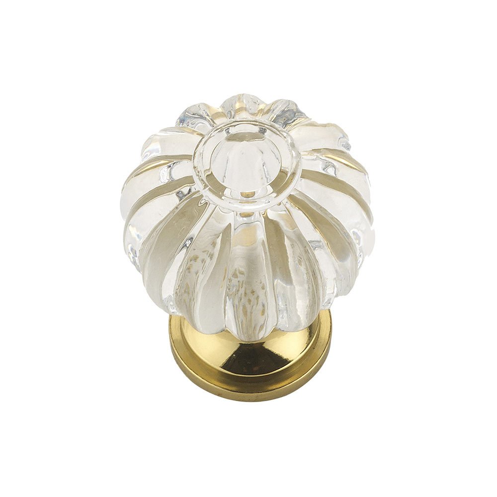 Solid Brass 1 1/8" Diameter Scalloped Knob in Clear Acrylic