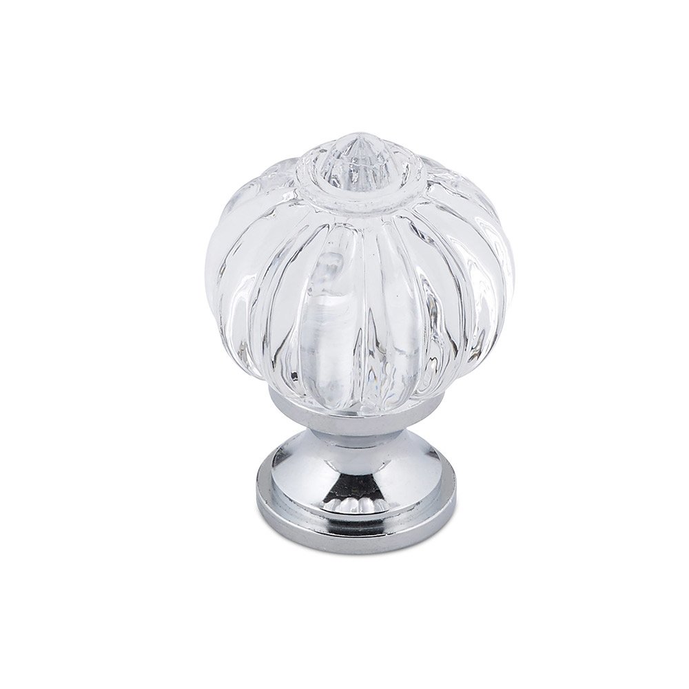 1 1/8" Brass and Acrylic Knob In Chrome And Clear