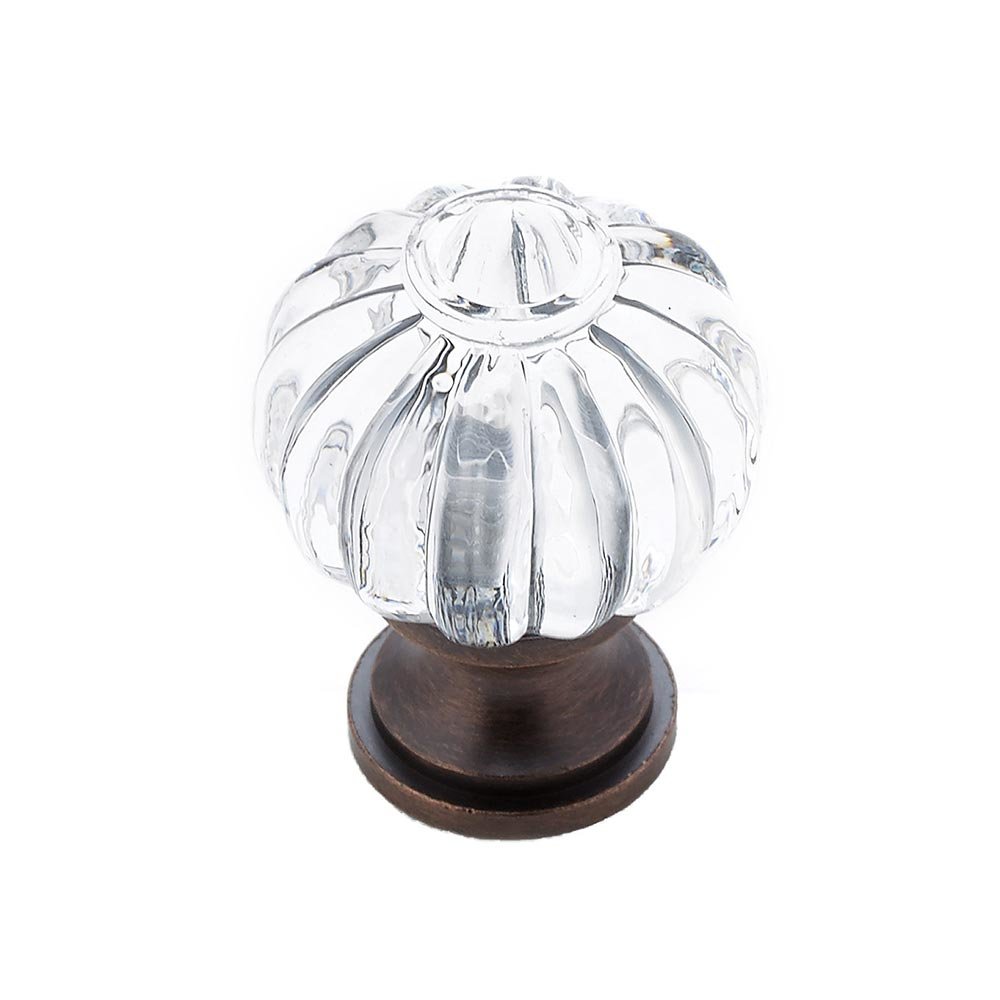 Solid Brass 1 1/8" Diameter Scalloped Knob in Brushed Oil Rubbed Bronze and Clear Acrylic
