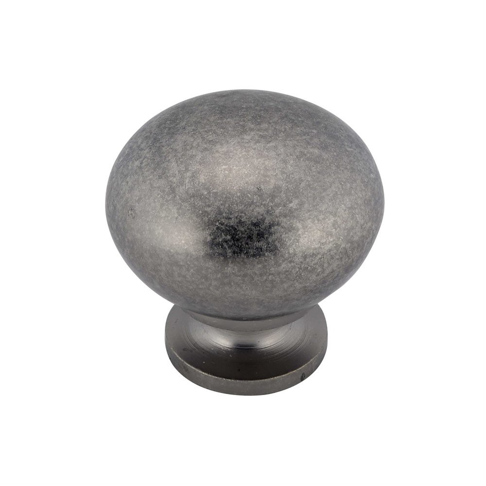 Hollow Brass 1 1/4" Diameter Round Knob with Small Base in Pewter