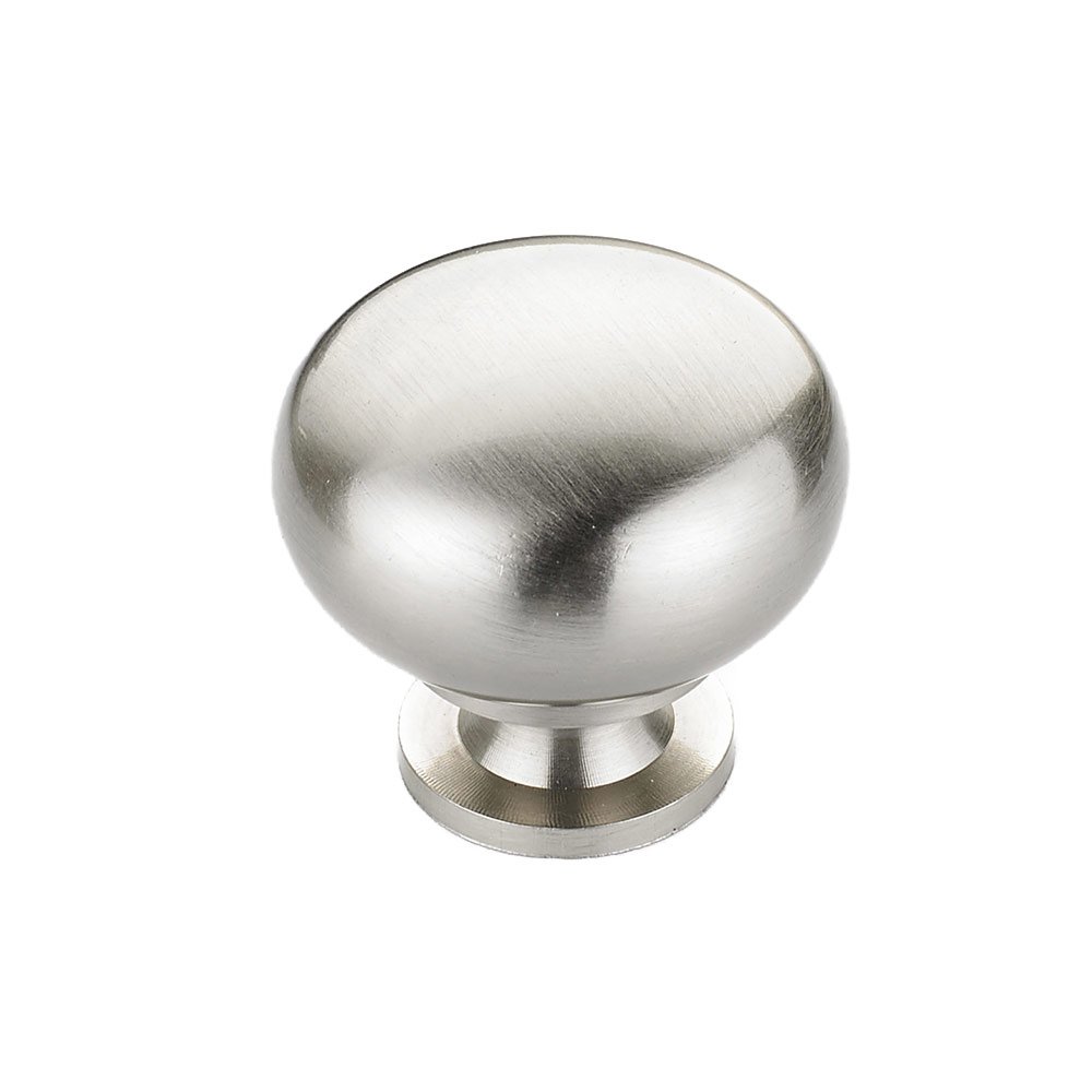 Hollow Brass 1 1/4" Diameter Round Knob with Small Base in Brushed Chrome