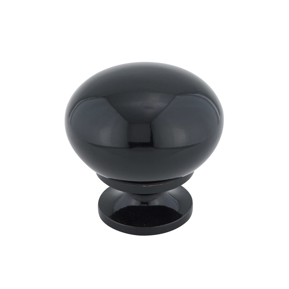 Hollow Brass 1 1/4" Diameter Round Knob with Small Base in Black