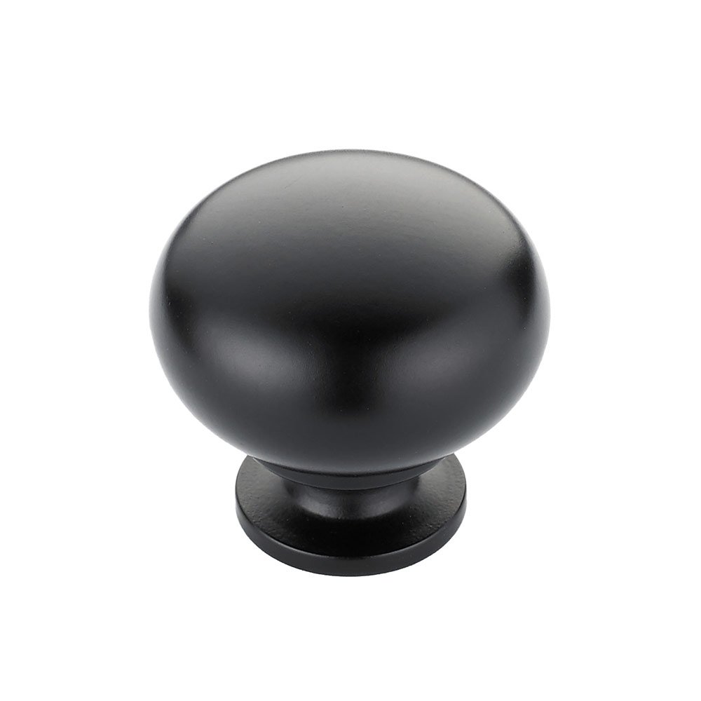 Hollow Brass 1 1/4" Diameter Round Knob with Small Base in Matte Black