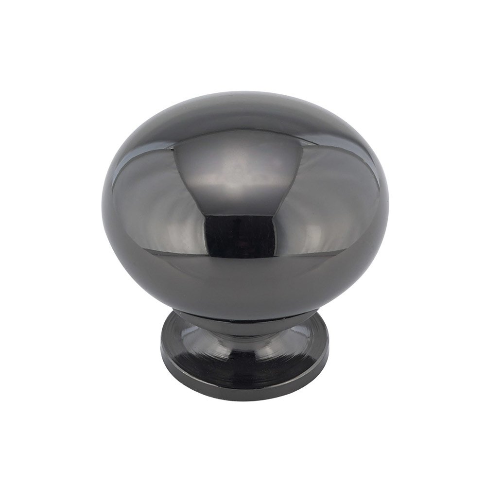 Hollow Brass 1 1/4" Diameter Round Knob with Small Base in Black Nickel