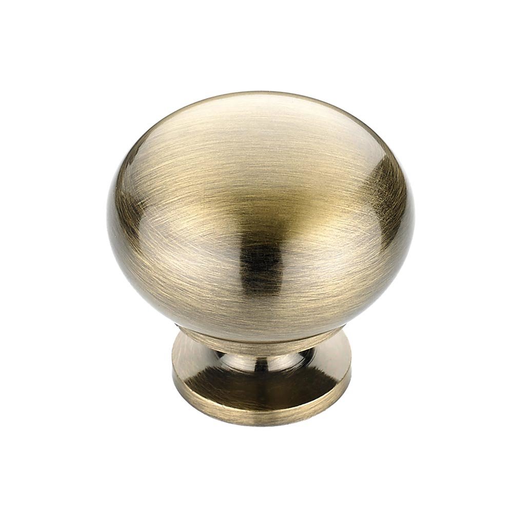 Hollow Brass 1 1/4" Diameter Round Knob with Small Base in Antique English
