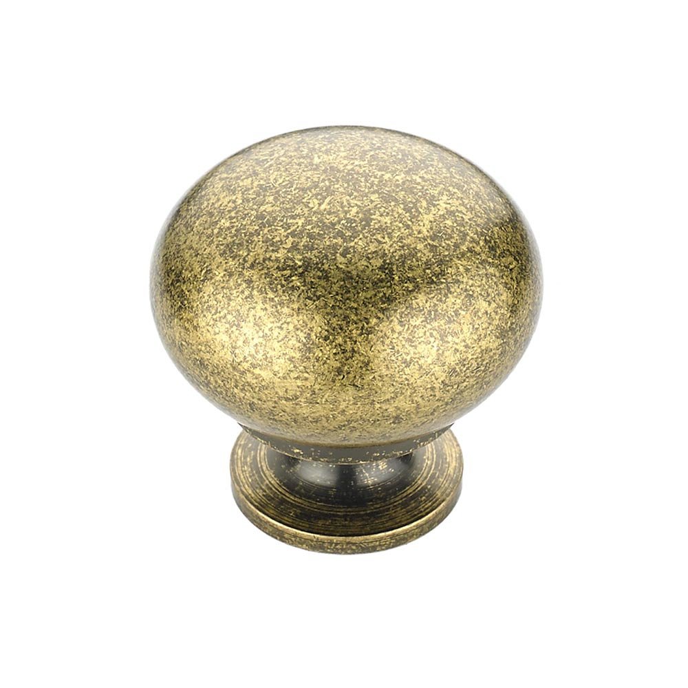 Hollow Brass 1 1/4" Diameter Round Knob with Small Base in Burnished Brass