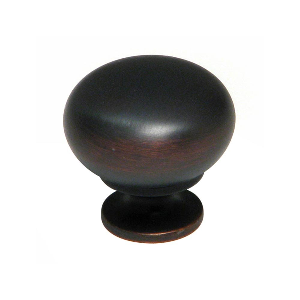 Hollow Brass 1 1/4" Diameter Round Knob with Small Base in Brushed Oil Rubbed Bronze