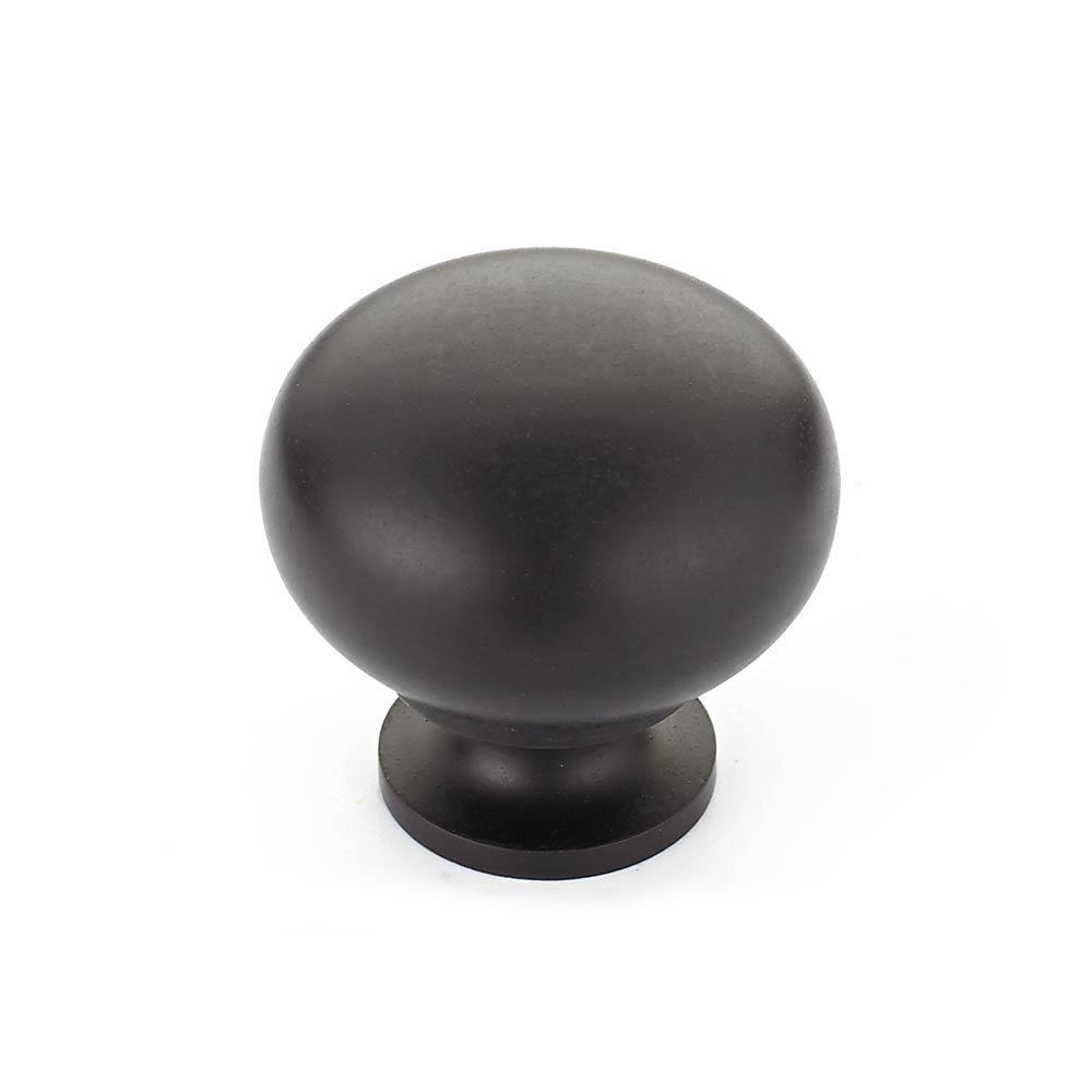 Hollow Brass 1 1/4" Diameter Round Knob with Small Base in Oil Rubbed Bronze
