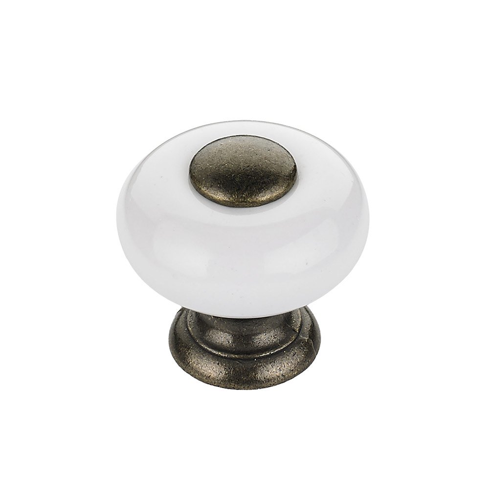 Ceramic 1" Diameter Button Knob in White