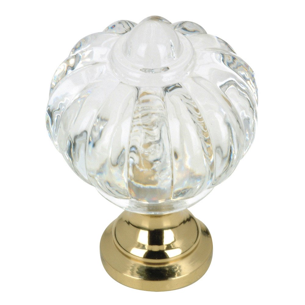 Solid Brass 7/8" Diameter Scalloped Knob in Clear Acrylic