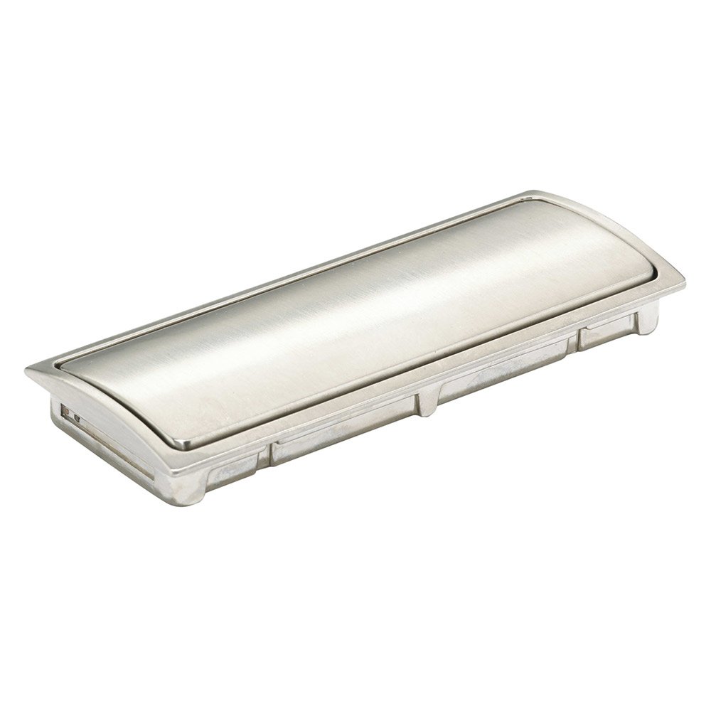 2 1/2" Centers Rectangular Recessed Pull with Flip Cover in Brushed Nickel