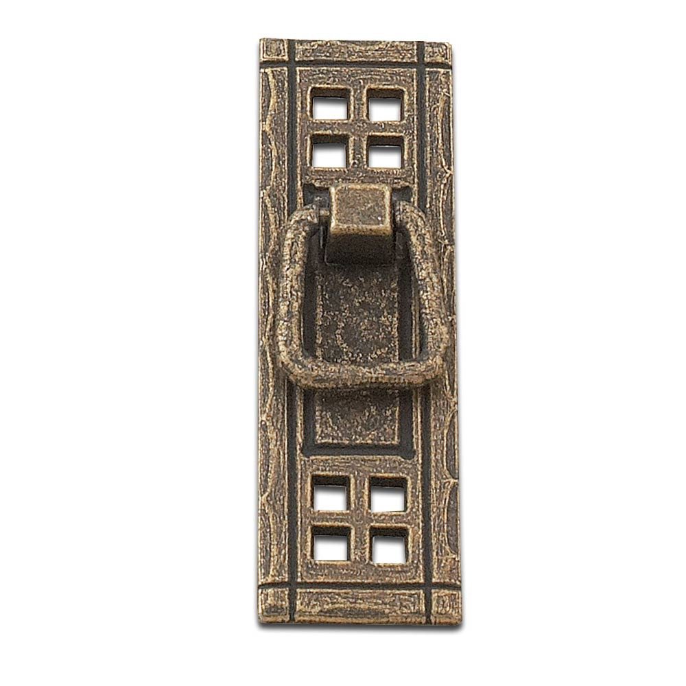 4 1/4" Centers Craftsman Style Pendant Pull with Backplate in Burnished Brass