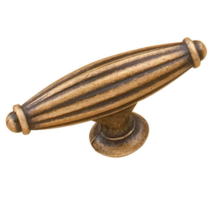 2 9/16" Long Indian Drum T-Knob in Burnished Brass