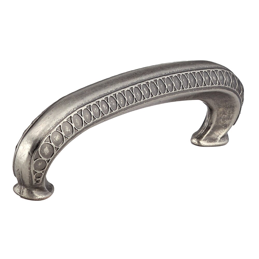 3 3/4" Centers Bow Pull with Rings Embossed Detail in Pewter
