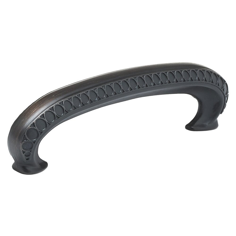 3 3/4" Centers Bow Pull with Rings Embossed Detail in Brushed Oil Rubbed Bronze