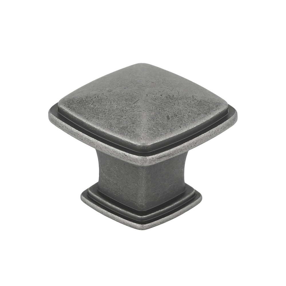 1 11/16" Square Knob with Beveled Accent in Pewter
